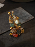 CARVED STONE BOTANICAL STATEMENT RING