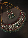 EMERALD & RUBY KUNDAN STATEMENT CHOKER SET