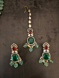 EMERALD & RUBY KUNDAN STATEMENT CHOKER SET