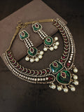 EMERALD RUBY & CZ STATEMENT NECKLACE SET