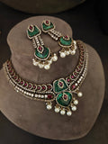 EMERALD RUBY & CZ STATEMENT NECKLACE SET