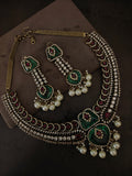 EMERALD RUBY & CZ STATEMENT NECKLACE SET