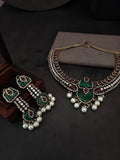 EMERALD RUBY & CZ STATEMENT NECKLACE SET