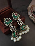EMERALD RUBY & CZ STATEMENT NECKLACE SET
