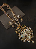 PEACOCK MOTHER OF PEARL STATEMENT PENDANT NECKLACE SET