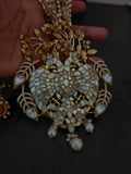 PEACOCK MOTHER OF PEARL STATEMENT PENDANT NECKLACE SET