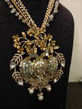 PEACOCK MOTHER OF PEARL STATEMENT PENDANT NECKLACE SET