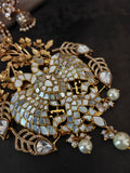 PEACOCK MOTHER OF PEARL STATEMENT PENDANT NECKLACE SET