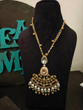 IVORY MEENAKARI KUNDAN STATEMENT PENDANT NECKLACE SET