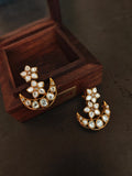 FLORAL CRESCENT KUNDAN STATEMENT EARRINGS