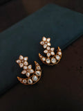 FLORAL CRESCENT KUNDAN STATEMENT EARRINGS