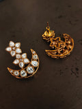 FLORAL CRESCENT KUNDAN STATEMENT EARRINGS