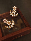 FLORAL CRESCENT KUNDAN STATEMENT EARRINGS