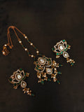 EMERALD GREEN KUNDAN & PEARL HERITAGE PENDANT NECKLACE