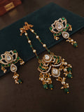 EMERALD GREEN KUNDAN & PEARL HERITAGE PENDANT NECKLACE