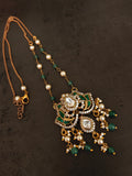 EMERALD GREEN KUNDAN & PEARL HERITAGE PENDANT NECKLACE