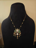EMERALD GREEN KUNDAN & PEARL HERITAGE PENDANT NECKLACE