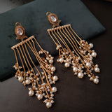 STATEMENT HANGING EARRINGS WITH POLKI KUNDAN