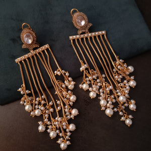 STATEMENT HANGING EARRINGS WITH POLKI KUNDAN