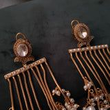 STATEMENT HANGING EARRINGS WITH POLKI KUNDAN