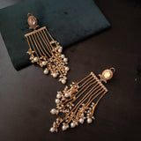 STATEMENT HANGING EARRINGS WITH POLKI KUNDAN