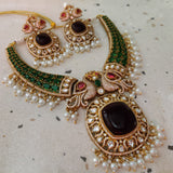 EXCLUSIVE PEACOCK DESIGN VICTORIAN CHOKER WITH EARRINGS