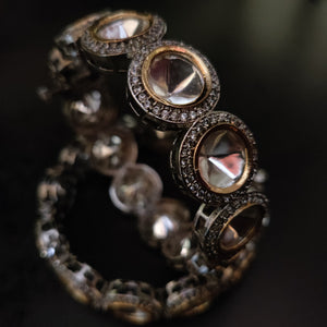 FINEST QUALITY REAL GOLD PLATED POLKI KUNDAN BANGLE (PAIR)