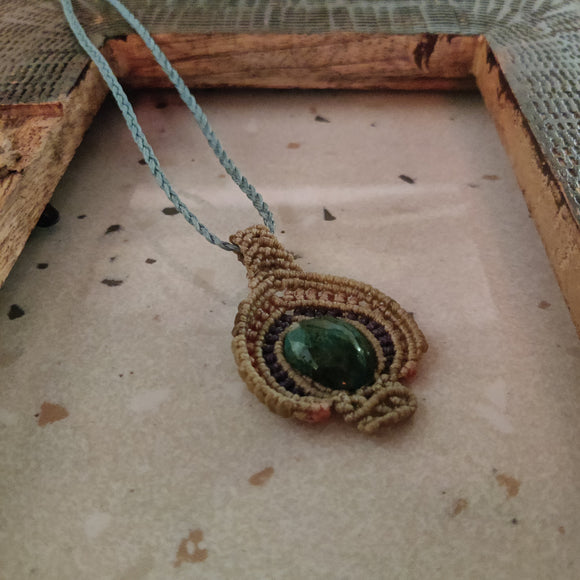 MACRAME REAL AGATE PENDANT