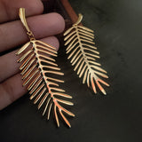 DESIGNER GOLD PLATED STAINLESS STEEL LEAF EARRING