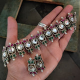 EXCLUSIVE TRIBAL SILVER CHOKER WITH EARRINGS