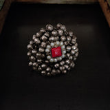STONE AND KUNDAN RING (ADJUSTABLE)
