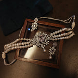 DESIGNER CZ STONE NECKLACE WITH EARRINGS