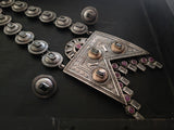 SILVER PLATED TRIBAL NECKLACE WITH STUDS IN DUAL TONE FINISH
