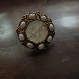 MOON STONE AND PEARL COCKTAIL RING