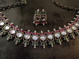 EXCLUSIVE TRIBAL SILVER CHOKER WITH EARRINGS