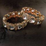 FINEST QUALITY REAL GOLD PLATED POLKI KUNDAN BANGLES