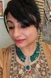 EXCLUSIVE CZ STONE AND DOUBLET STONE NECKLACE WITH EARRINGS