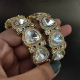 FINEST QUALITY REAL GOLD PLATED POLKI KUNDAN BANGLES