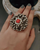 STONE AND KUNDAN RING (ADJUSTABLE)