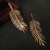 DESIGNER GOLD PLATED STAINLESS STEEL LEAF EARRING