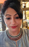 EMERALD & SAPPHIRE CZ STONE STATEMENT CHOKER SET
