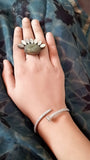 REAL LABRADORITE AND MOTHER OF PEARL RING