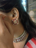 EXCLUSIVE FINEST QUALITY POLKI KUNDAN CHOKER WITH EARRINGS