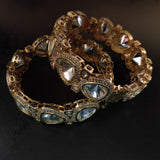 FINEST QUALITY REAL GOLD PLATED POLKI KUNDAN BANGLES