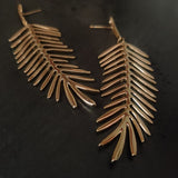 DESIGNER GOLD PLATED STAINLESS STEEL LEAF EARRING