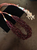 MULTI-STRAND GARNET BEADED CHOKER NECKLACE