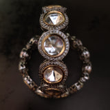 FINEST QUALITY REAL GOLD PLATED POLKI KUNDAN BANGLE (PAIR)