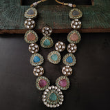EXCLUSIVE FINEST QUALITY MULTICOLOR STONE NECKLACE WITH EARRINGS