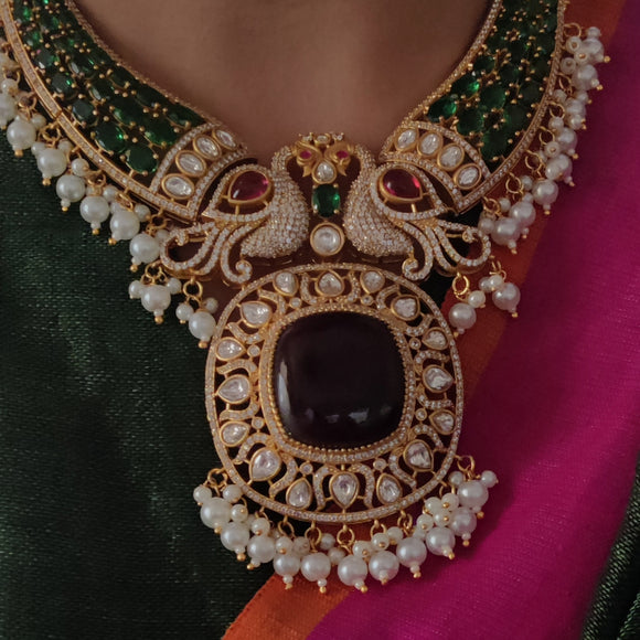 EXCLUSIVE PEACOCK DESIGN VICTORIAN CHOKER WITH EARRINGS