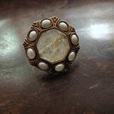 MOON STONE AND PEARL COCKTAIL RING